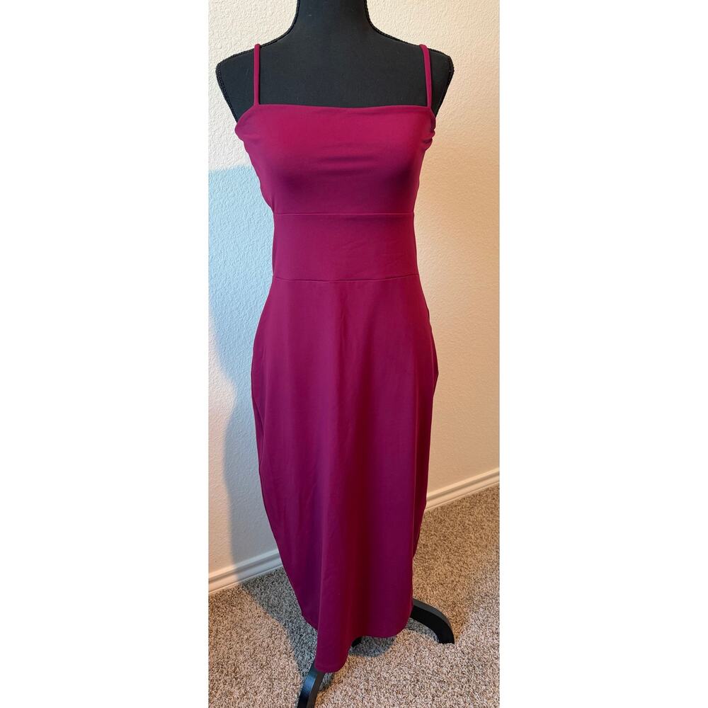 Susana Monaco Vista Cutout Strappy Back Midi Dress Raspberry Magenta Pink Size L